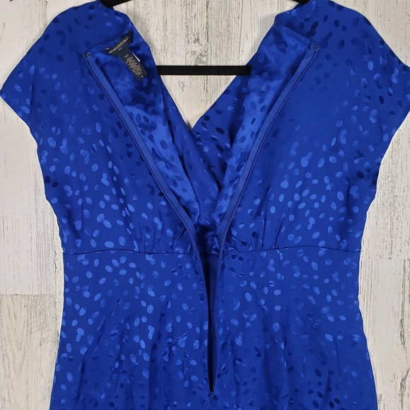 Banana Republic Blue Printed Silk Drape Neck Dress Women's Size 8 - Picture 15 of 15